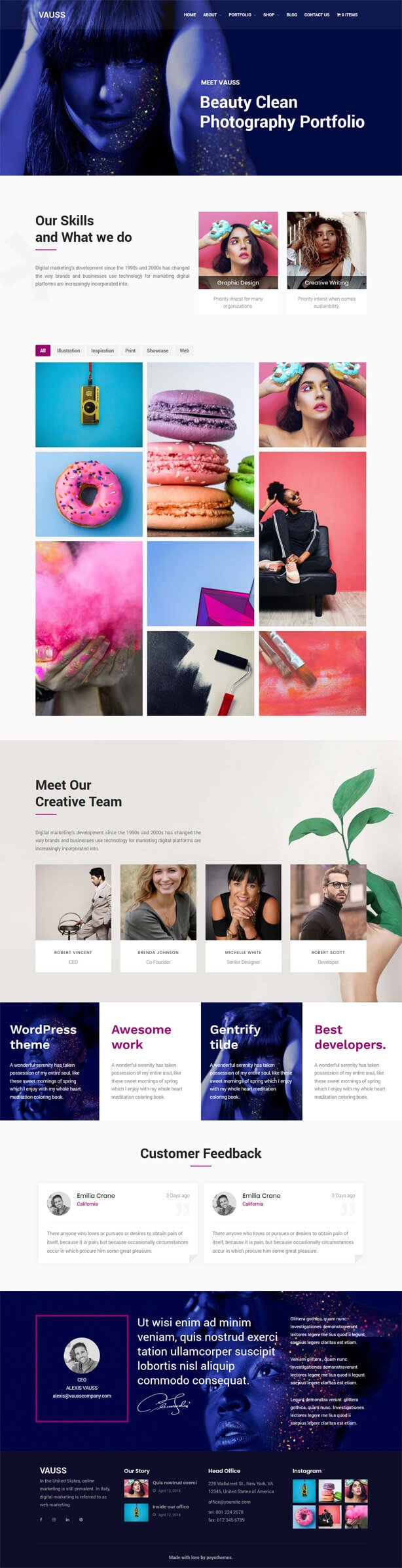 VAUSS - Portfolio and Personal Services WordPress Theme - 1